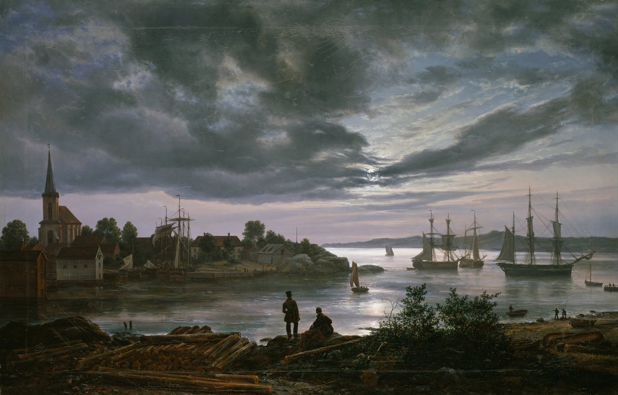 Moonlight tarafından Larvik by Johan Christian Dahl