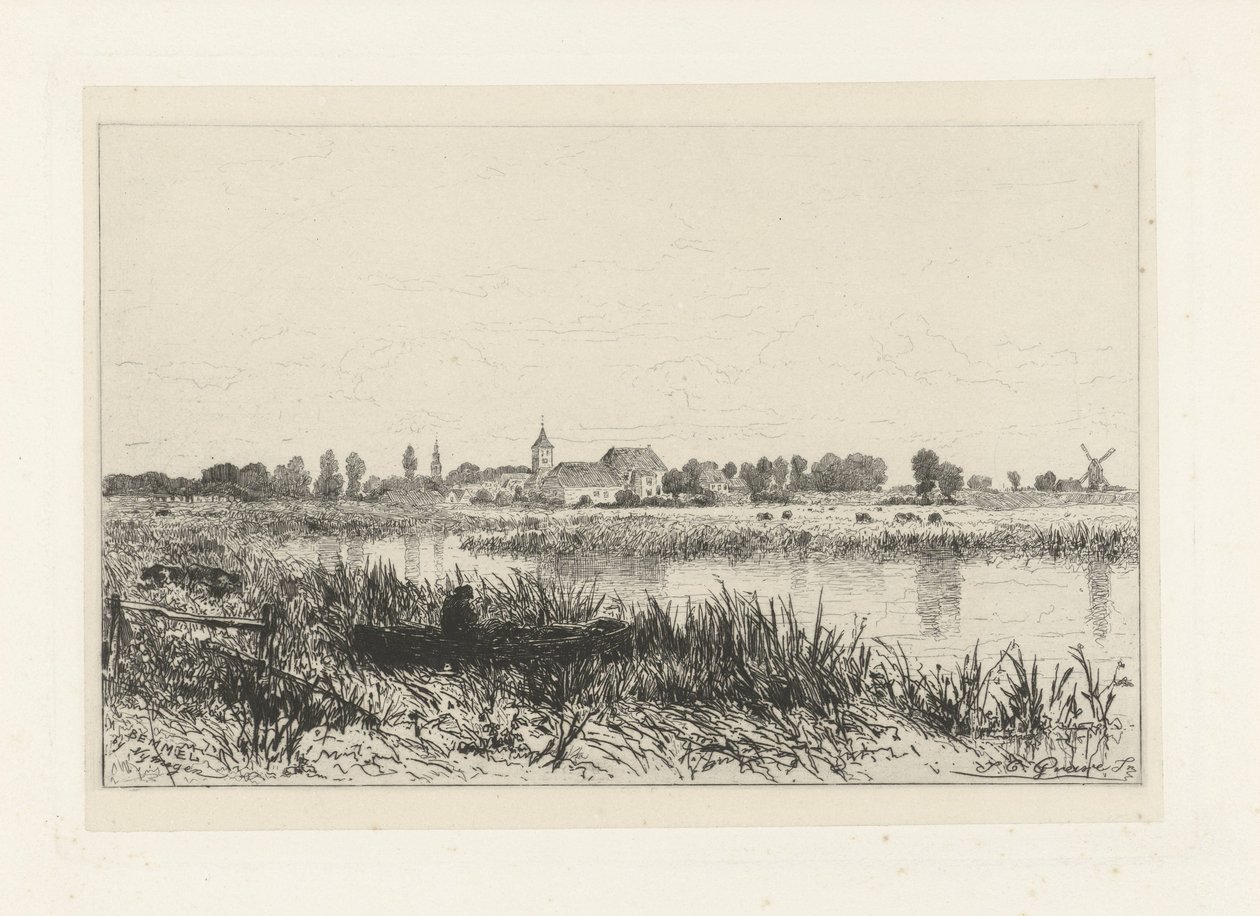 Bemmel yakınlarındaki bir nehir manzarası by Johan Conrad Greive