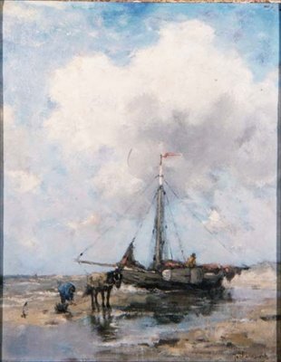 Sahilde Balıkçı Teknesi (board) by Johan Scherrewitz