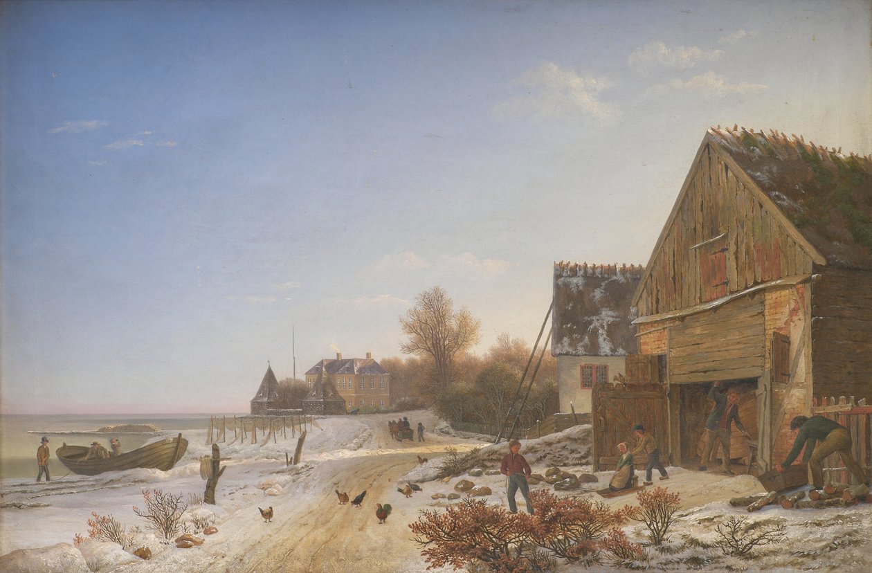 Strandvejen, Vedbæk tarafından. kış öğleden sonra by Johan Stroe