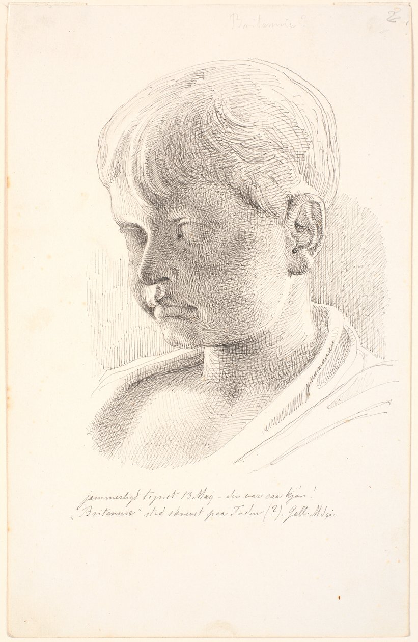 Britannicus kafa. 3/4 profil sola by Johan Thomas Lundbye