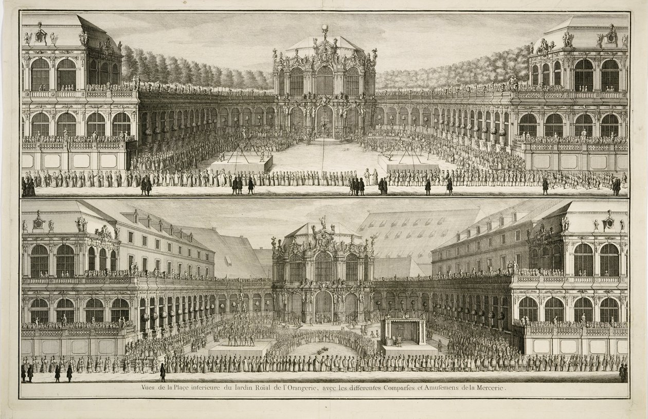 Roial de lOrangerie bahçesinin ... görünümü by Johann August Corvinus