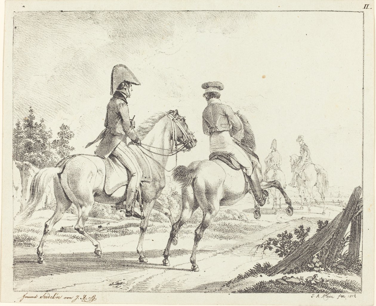 Erlangen Öğrencileri At Sırtında by Johann Adam Klein