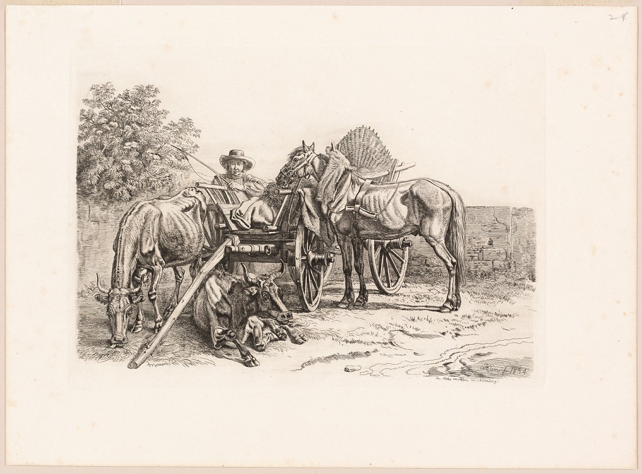 çiftçi ve arabası by Johann Adam Klein