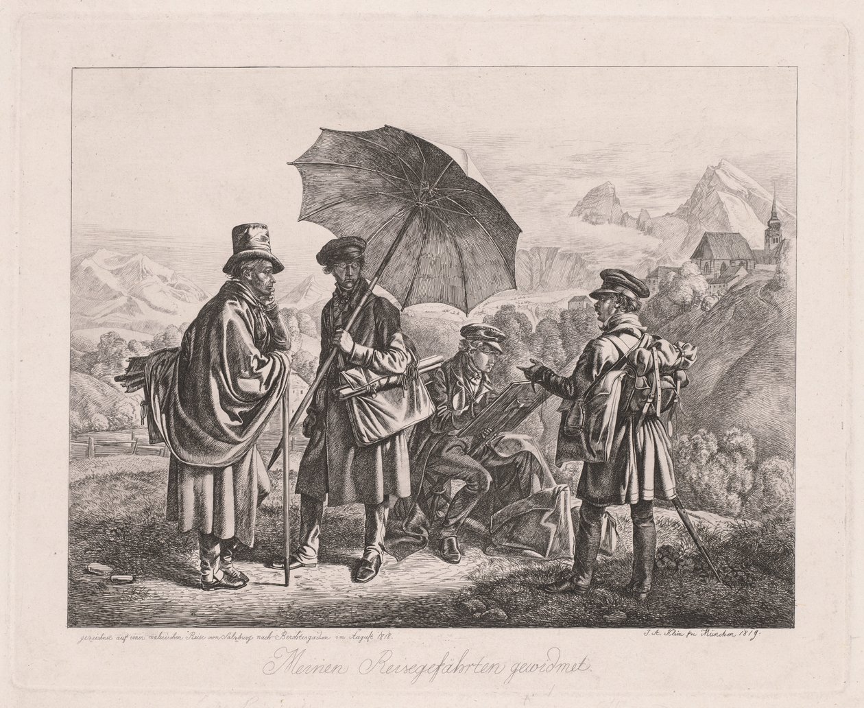 Sanatçılar Yolculuklarında, 1819. by Johann Adam Klein