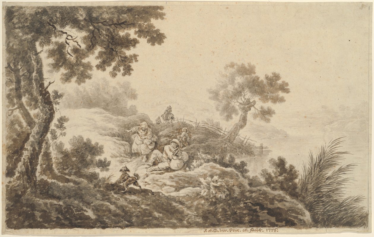 Gezginlerle Manzara by Johann Albrecht Dietzsch