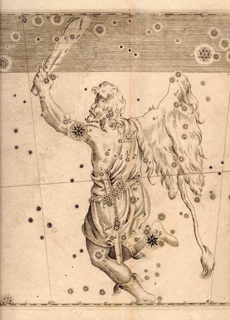 Orion takımyıldızını gösteren Uranometria (1661) by Johann Bayer