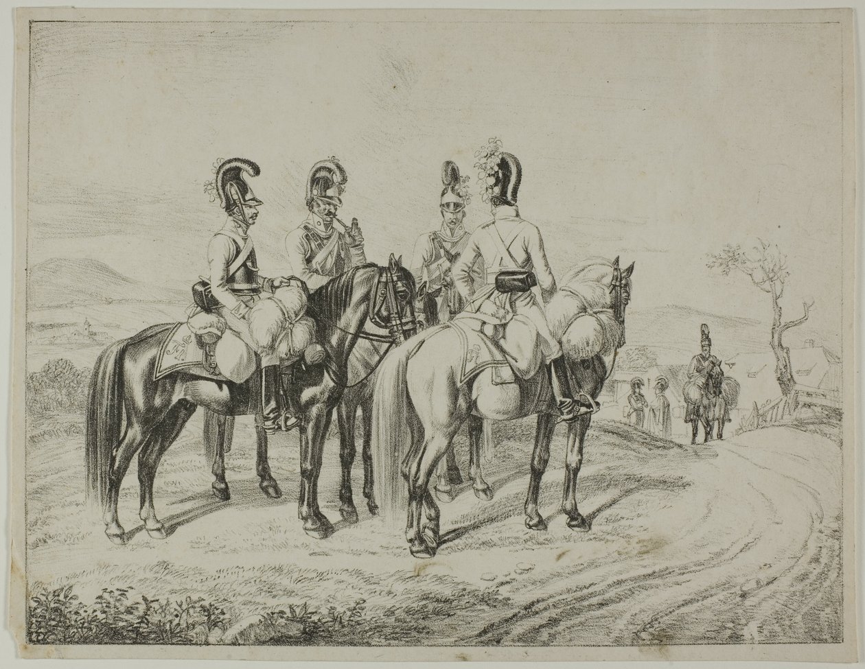 Bir Eğim Üzerinde Dört Cuirassier by Johann Christoph Erhard