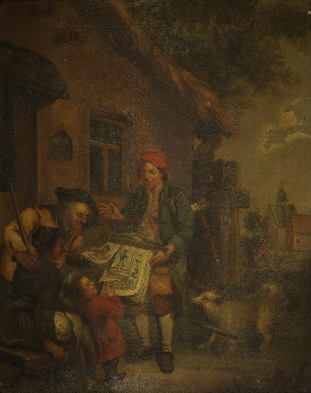The Village Printseller (oil on copper) by Johann Conrad Seekatz