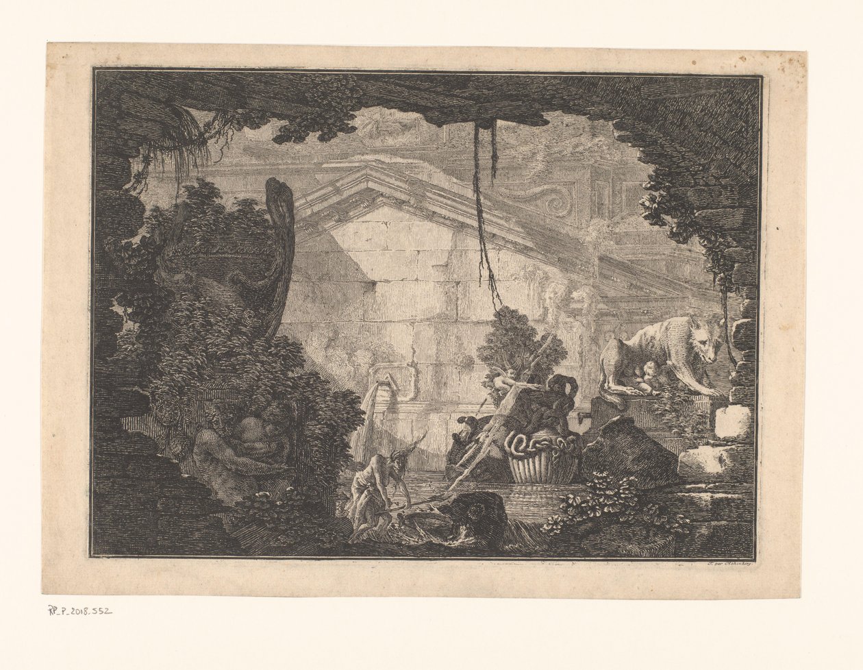Figürlü mimari capriccio by Johann Ferdinand Hetzendorff von Hohenberg