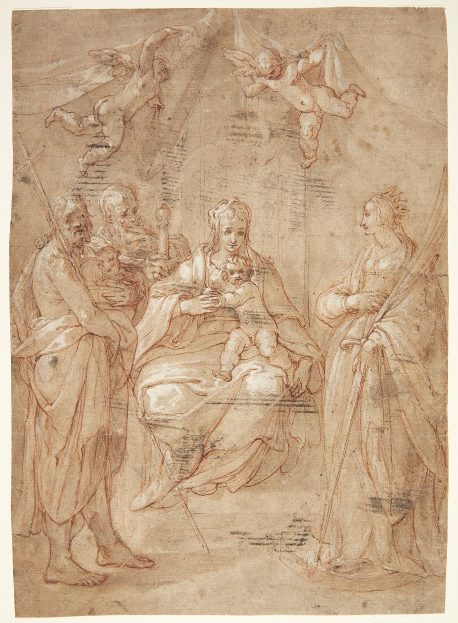 Yanında bebeği olan Madonna by Johann Freyberger