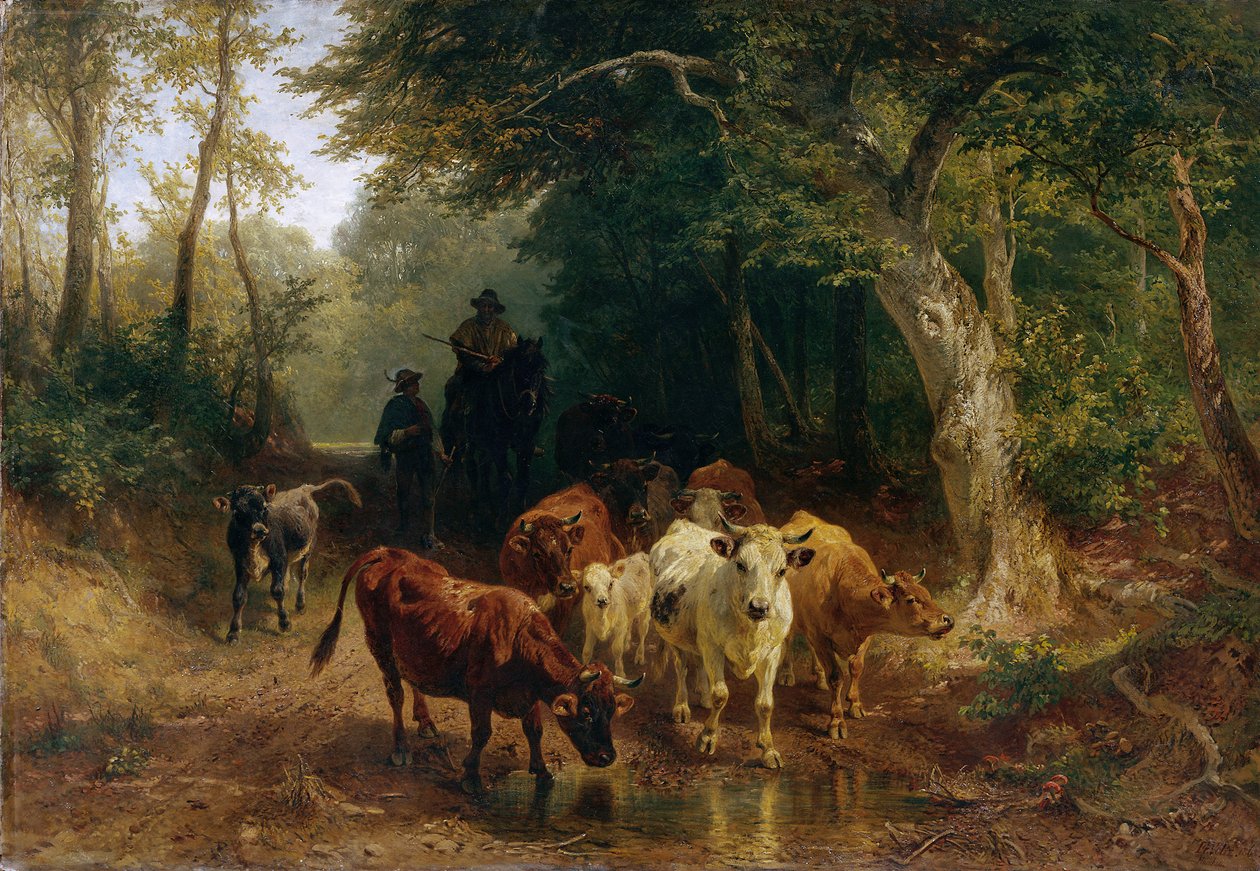 Sığır sürüsünün sonbaharda dönüşü by Johann Friedrich Voltz