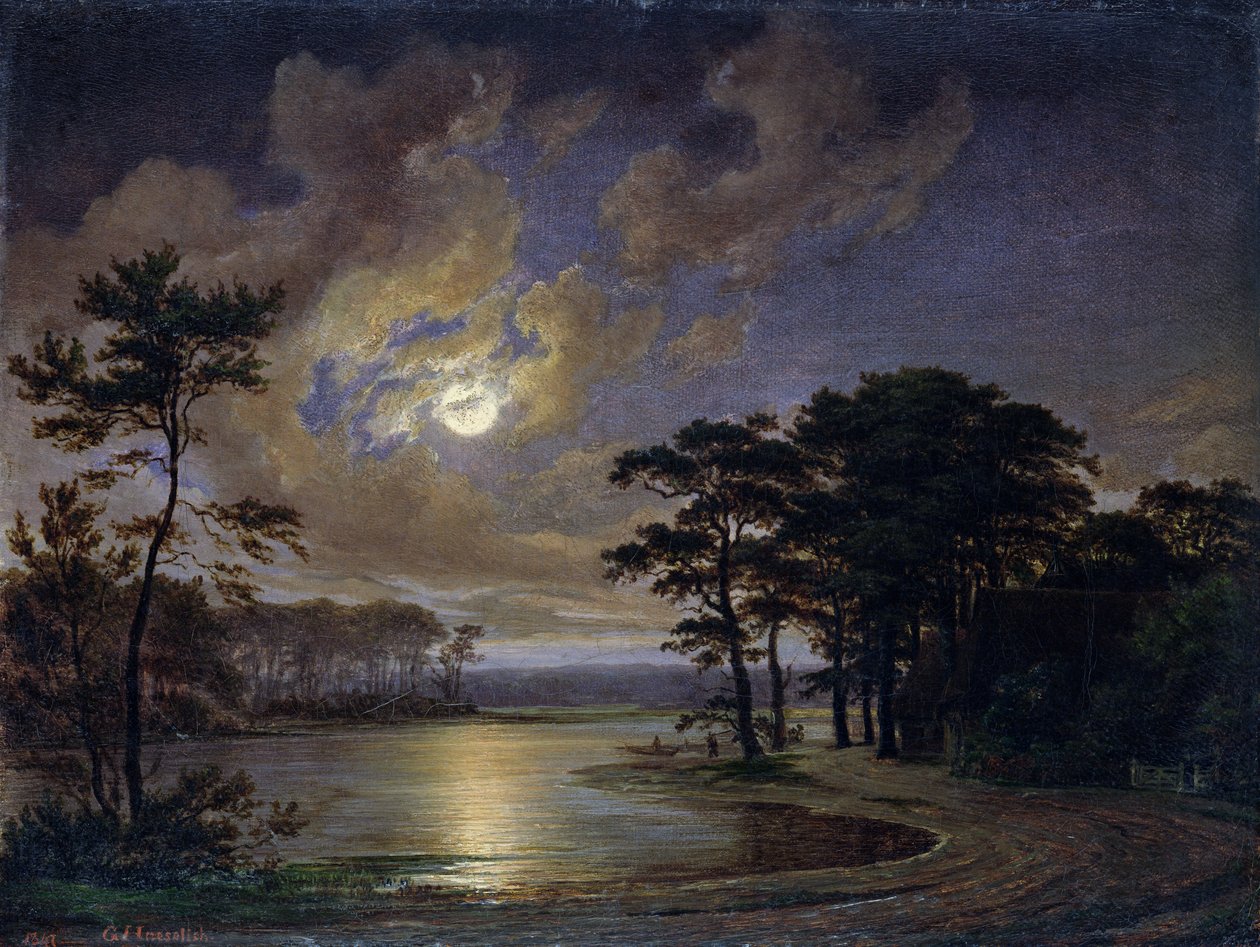 Holstein Denizi - Ay Işığı, 1847 by Johann Georg Haeselich