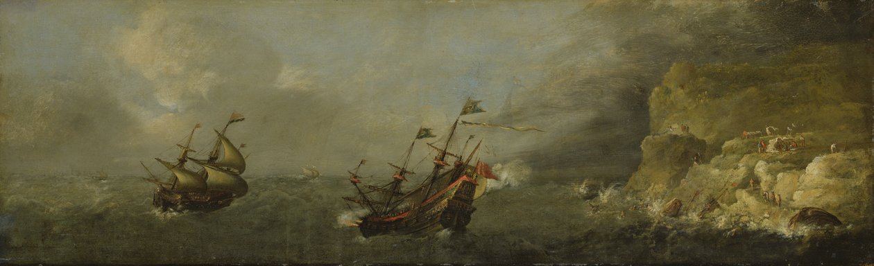 Deniz manzarası (meşe panel üzerinde yağ) by Johann Georg Stuhr