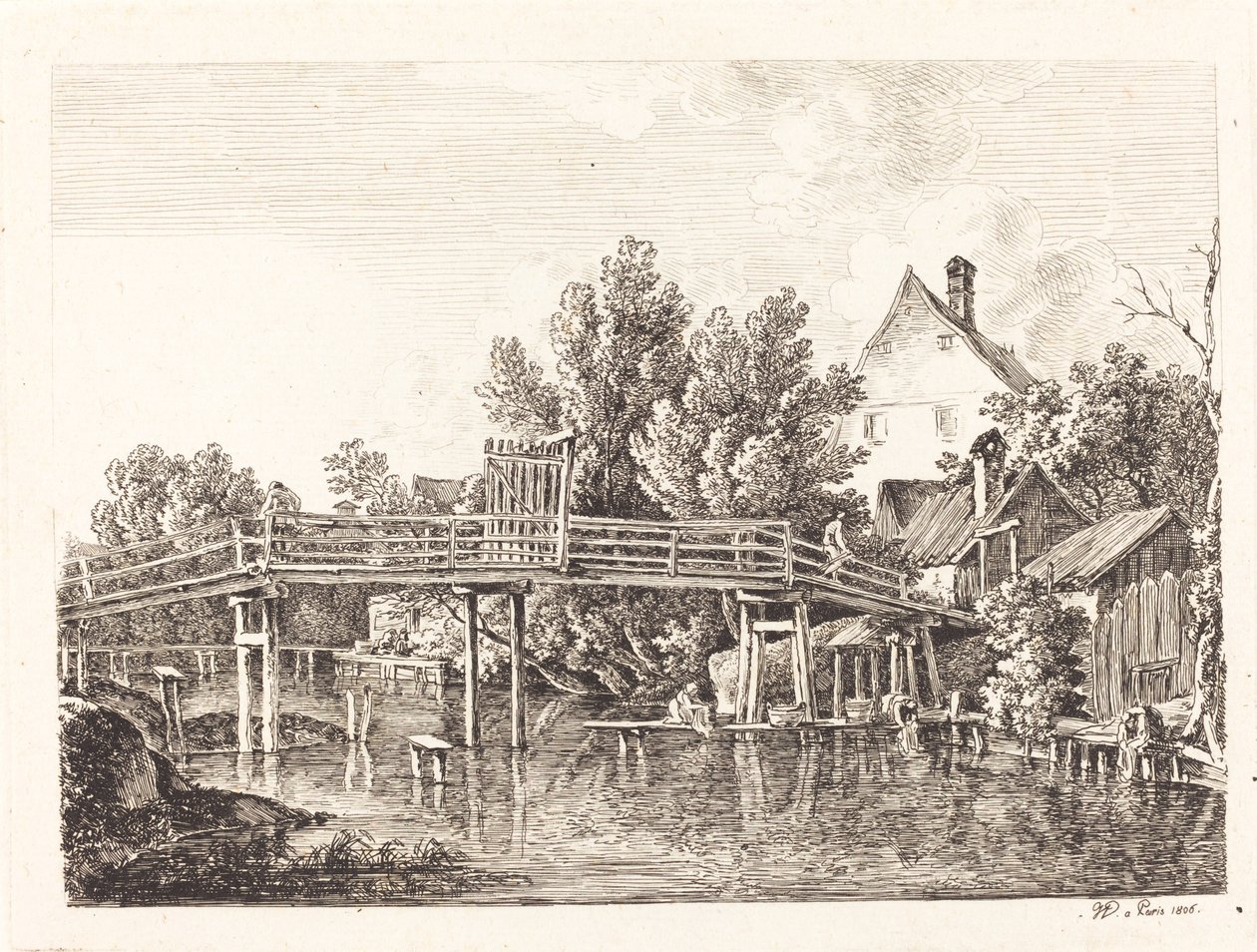 Küçük Isar yaya köprüsü, 1806. by Johann Georg von Dillis