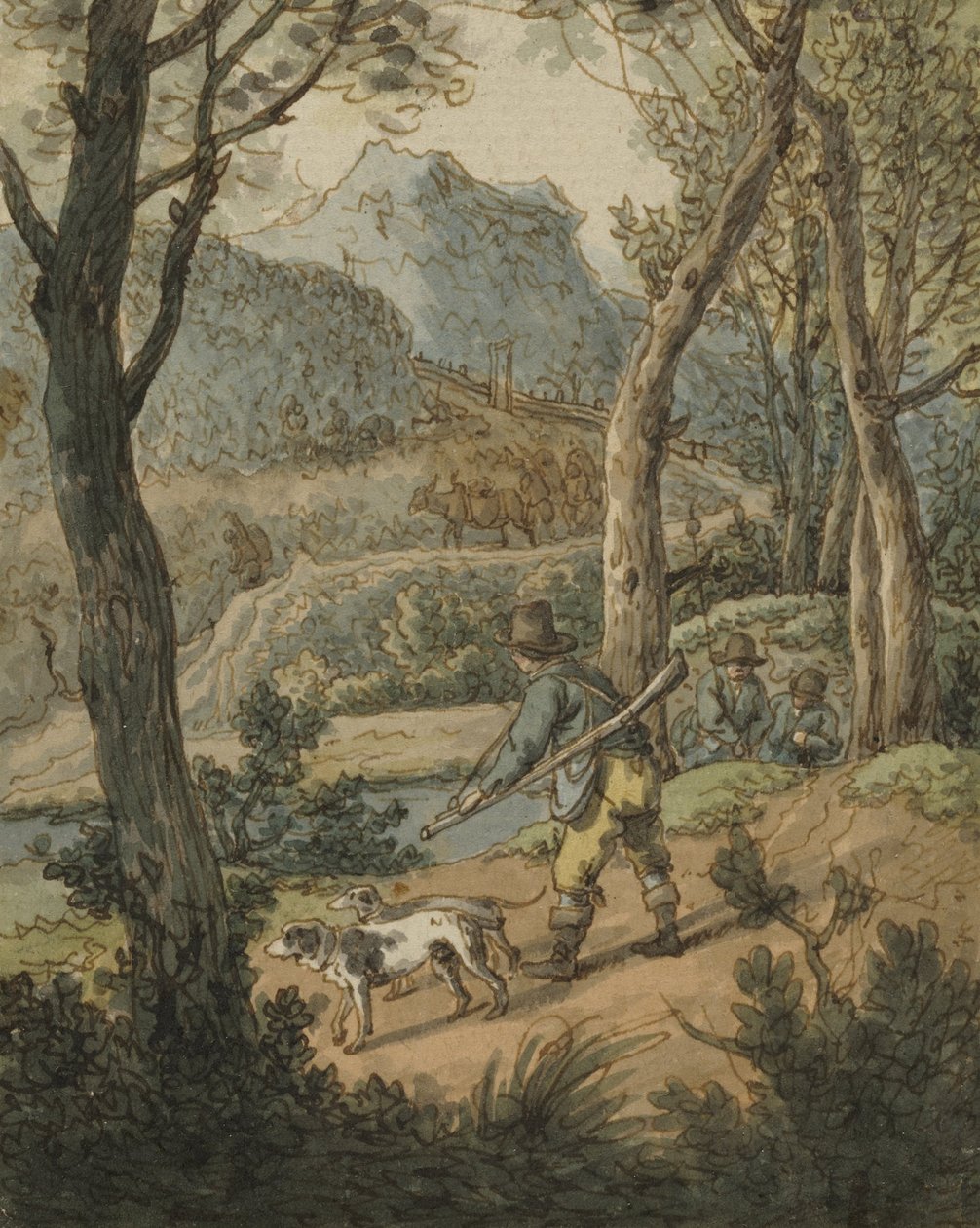 İki köpekli avcı by Johann Georg von Dillis
