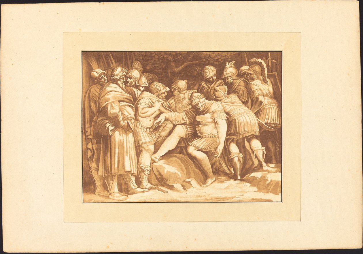 ölmekte olan epaminondalar by Johann Gottlieb Prestel after Polidoro da Caravaggio