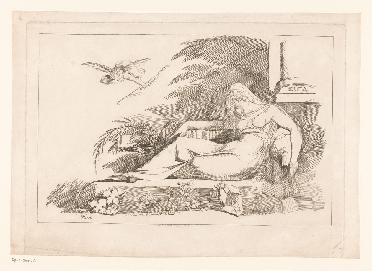 Aşk tanrısı ile uyuyan kadın by Johann Heinrich Füssli