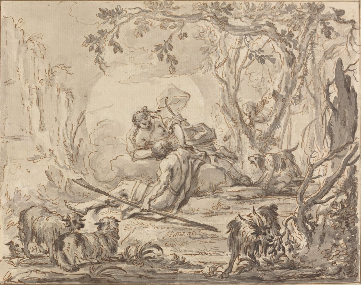 Diana ve Endymion by Johann Heinrich Keller