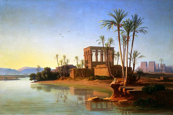 Philae, 1860 dolayları (tuval üzerine yağlı boya) by Johann Jakob Frey