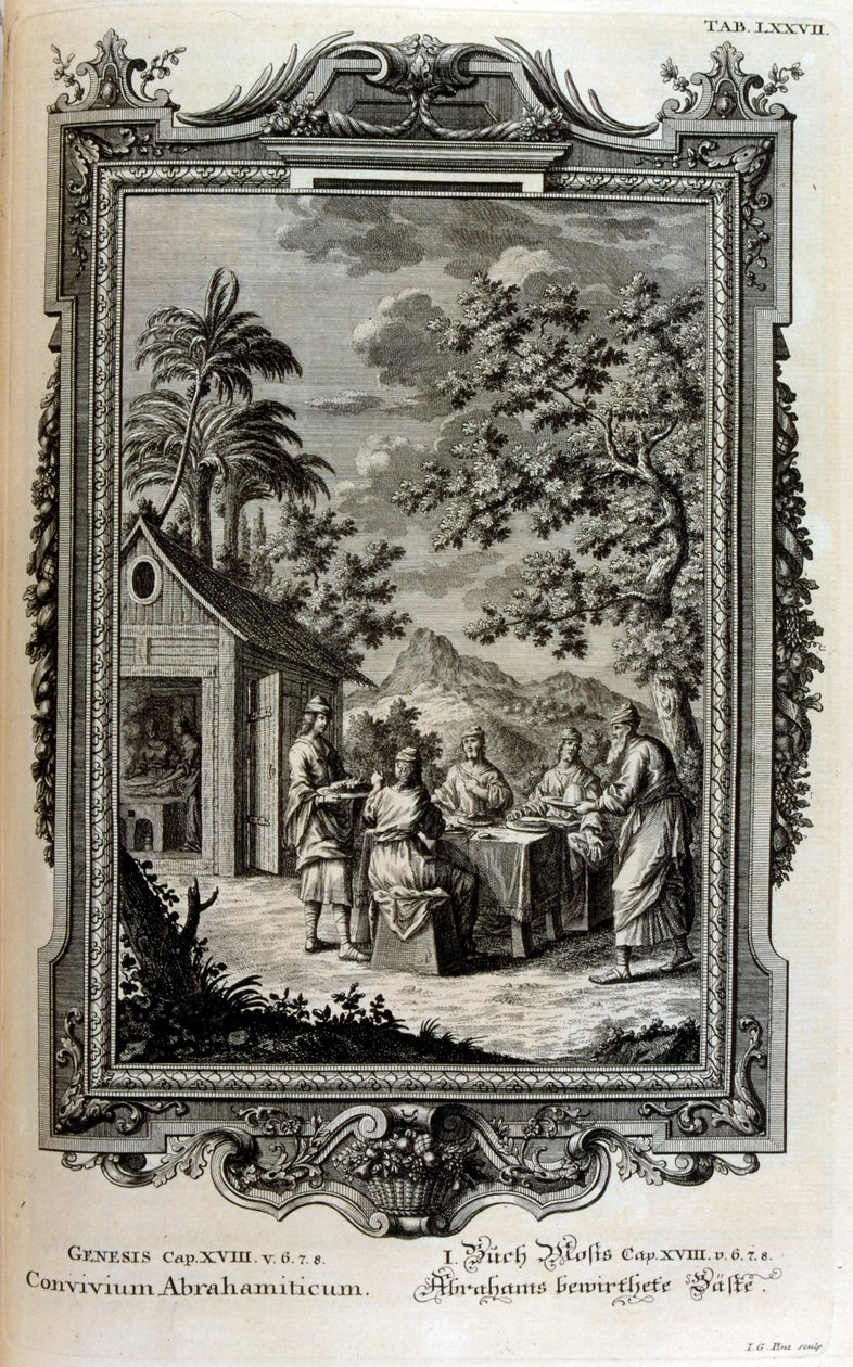 İbrahim melekler tarafından ziyaret edildi by Johann Jakob Scheuchzer