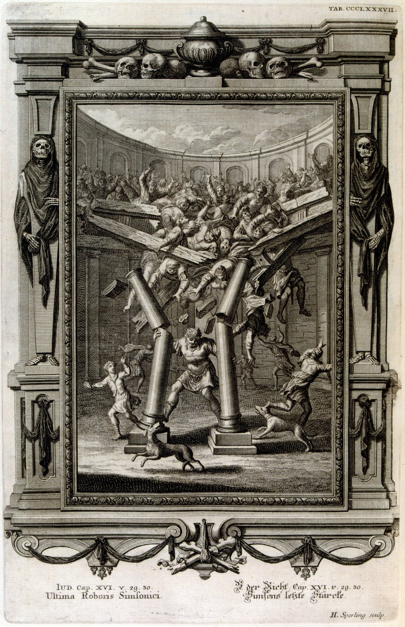 Samson Baal Tapınağı'nı yıktı by Johann Jakob Scheuchzer