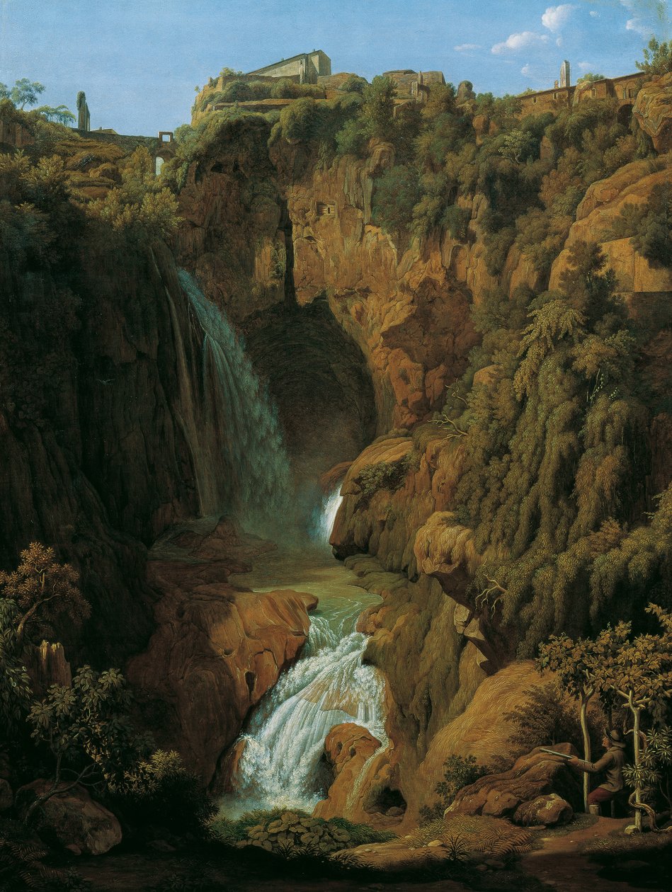 Neptün Mağarası (Tivoli yakınlarındaki şelale) by Johann Martin von Rohden