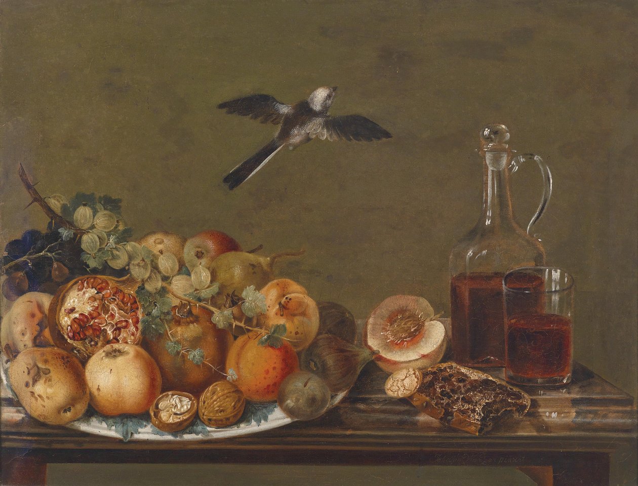 İncir ve elma ile natürmort by Johann Matthias Wurzer