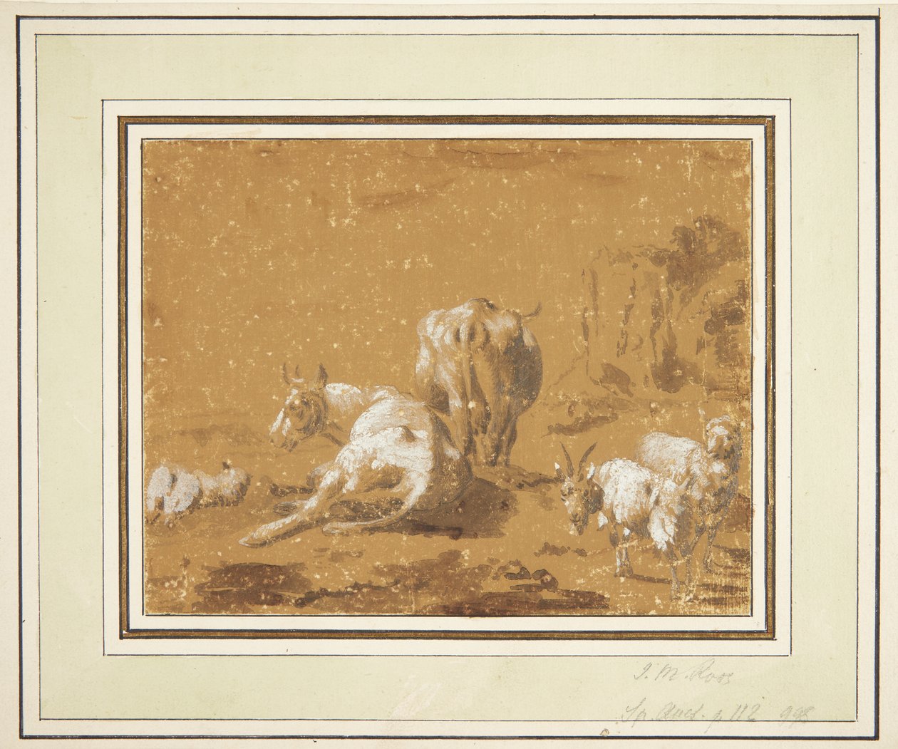 İnekler ve keçiler ile manzara by Johann Melchior Roos