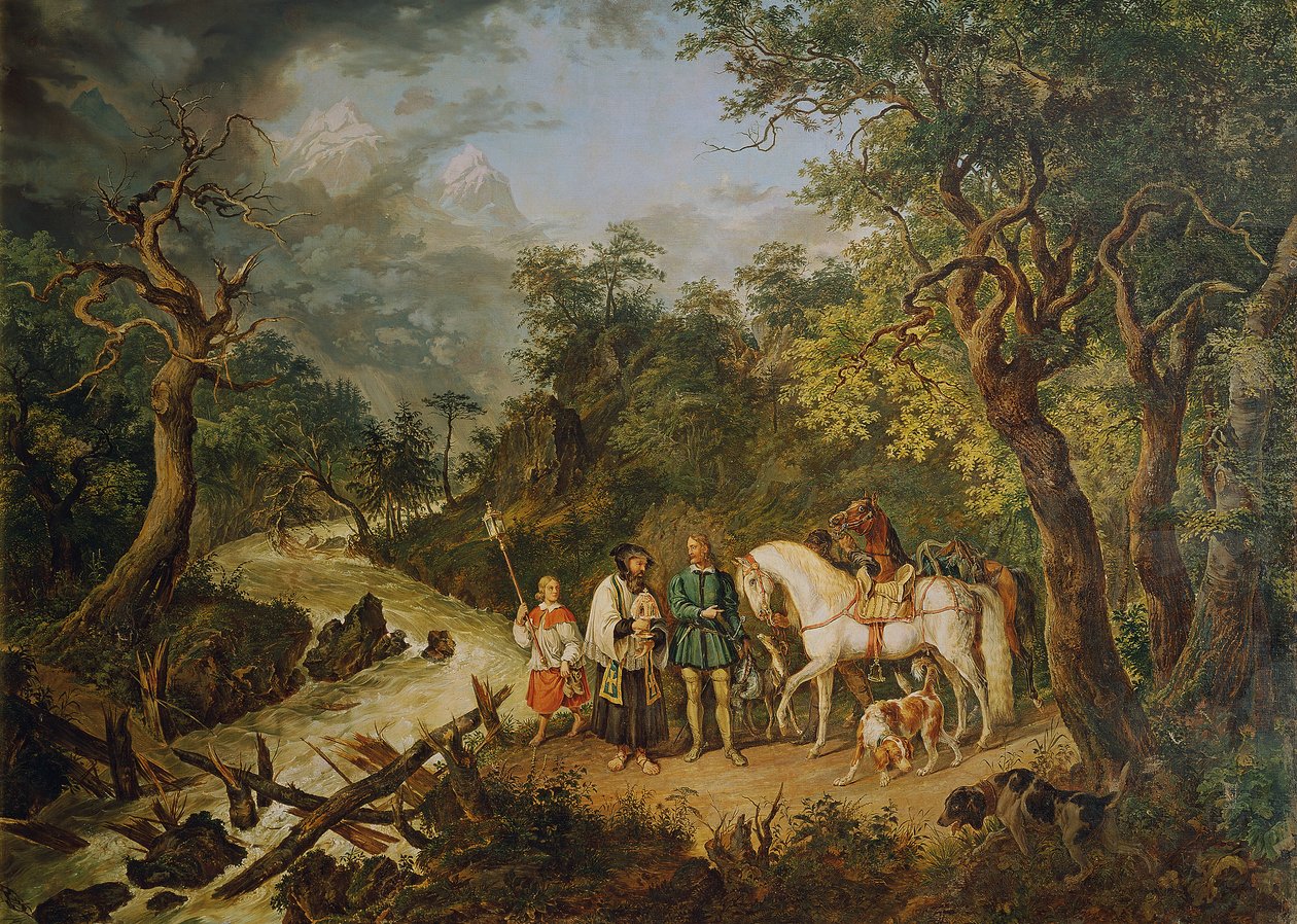 Rudolf von Habsburg ve rahip by Johann Nepomuk Höchle