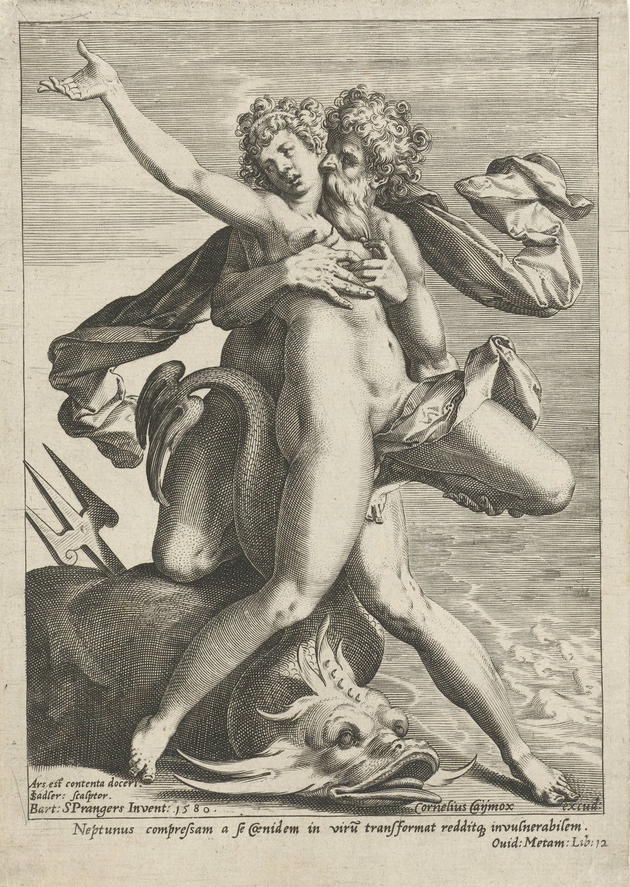 Neptün tarafından kucaklanan Caenis by Johann Sadeler (I)