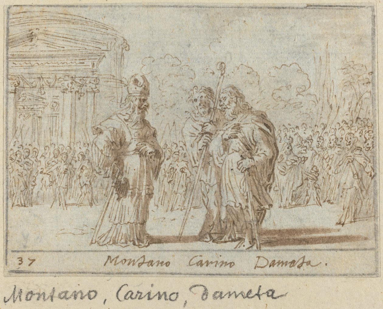 Montano, Carino ve Dameta, 1640. by Johann Wilhelm Baur