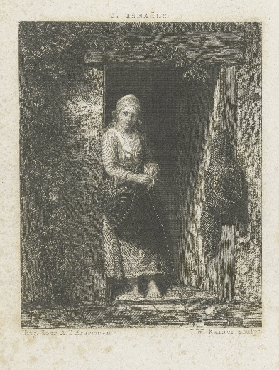 Örgü ile genç kadın by Johann Wilhelm Kaiser (I)