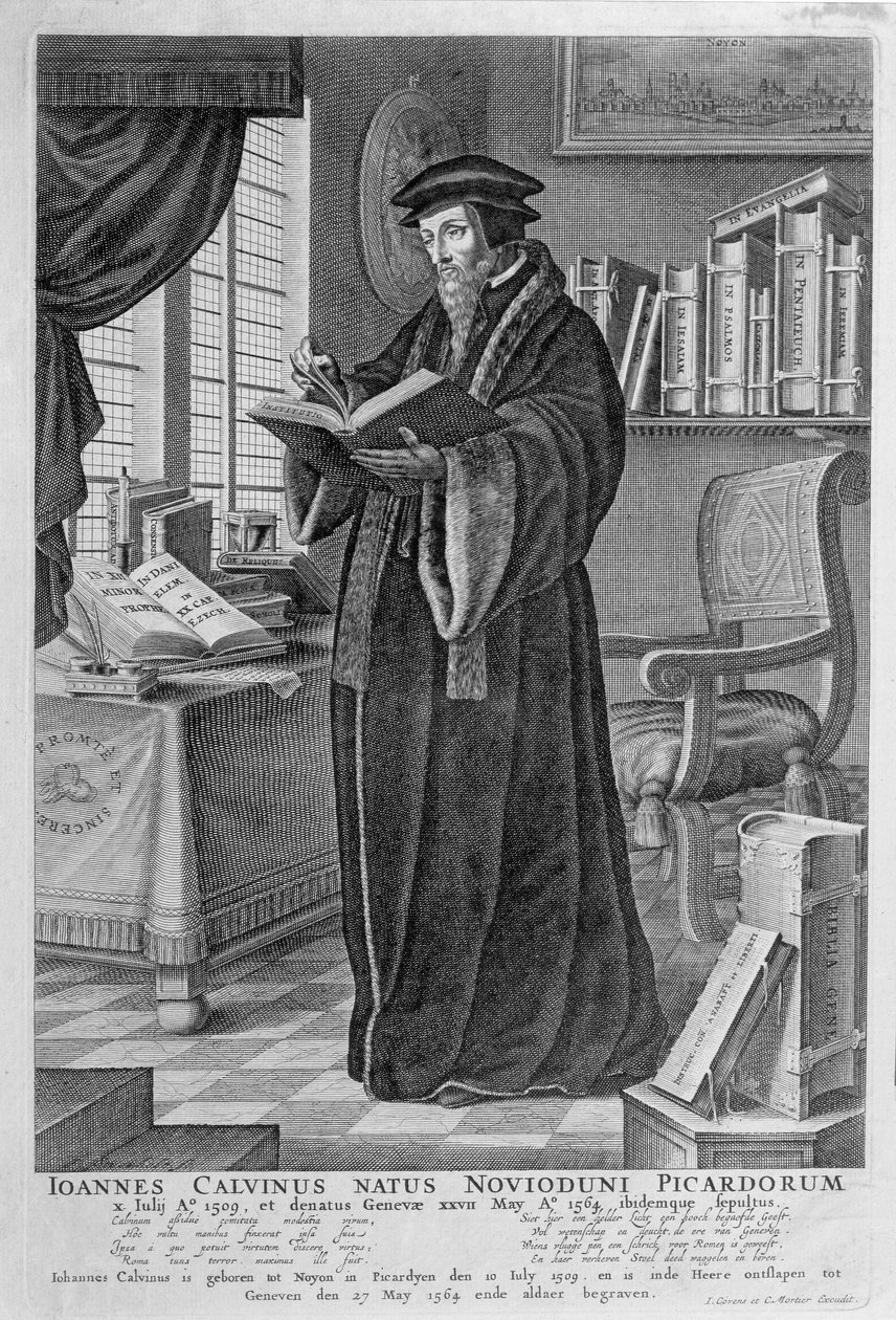 John Calvin (1509-64) by Johannes and Mortier, Cornelis Covens