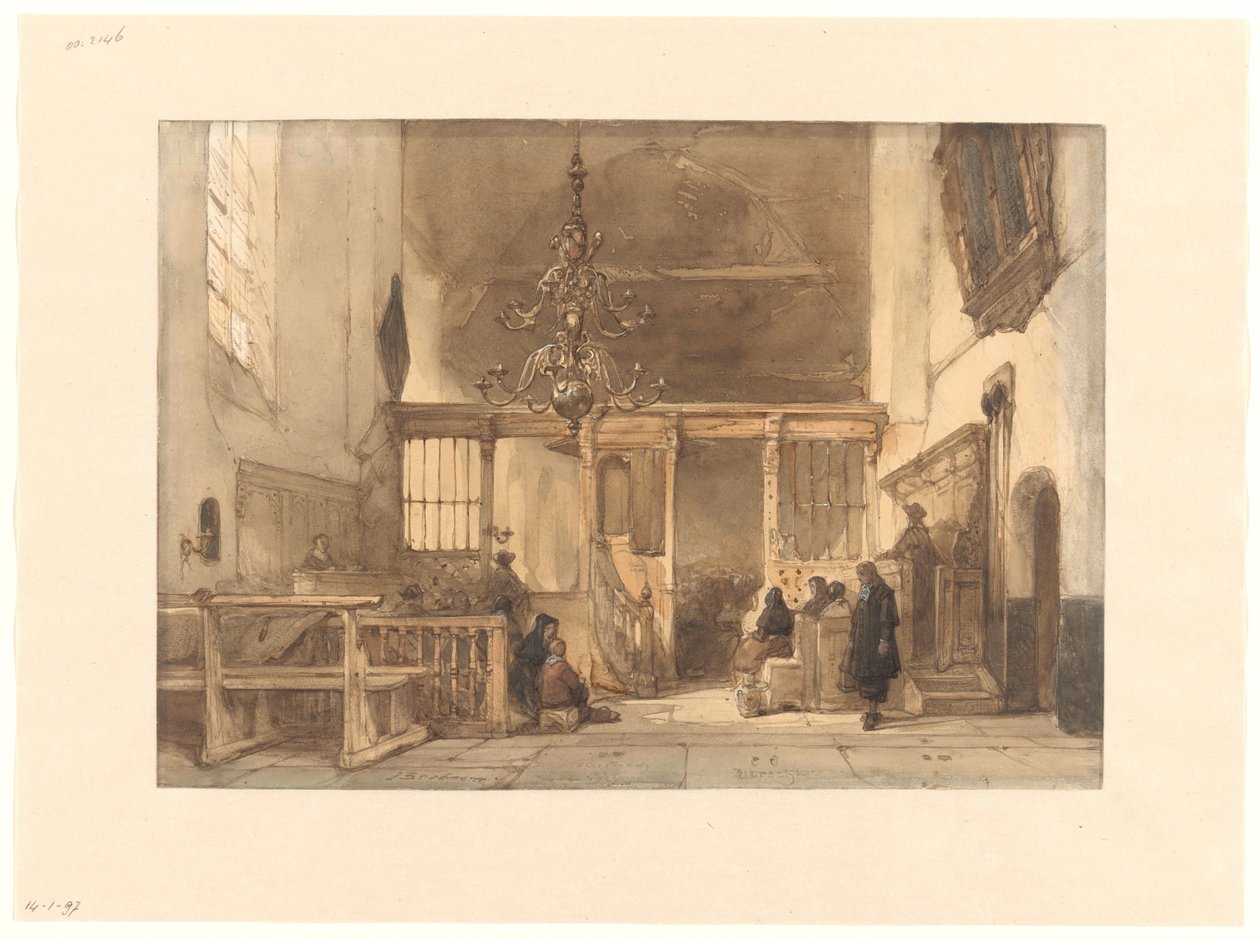Utrecht'te bir kilisenin içi by Johannes Bosboom