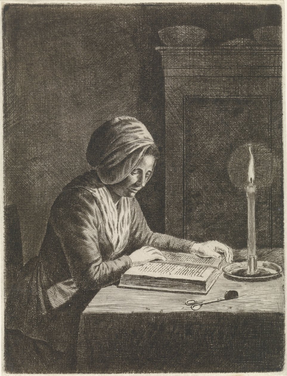 Kadın okuma ile karanlık oda by Johannes Christiaan Janson