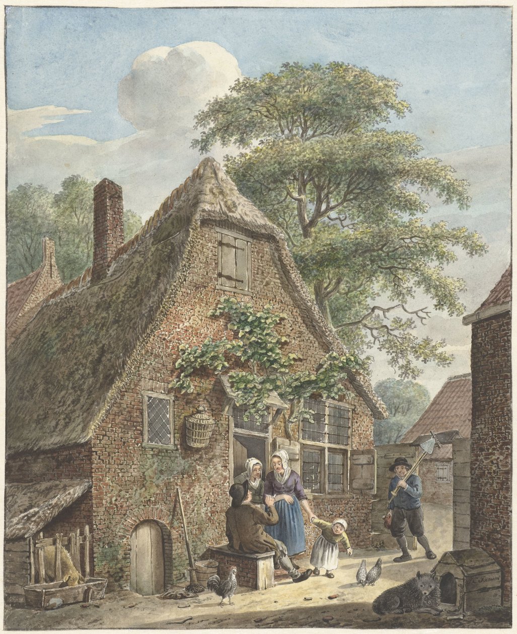 Bir çiftlik evi için aile by Johannes Christiaan Janson