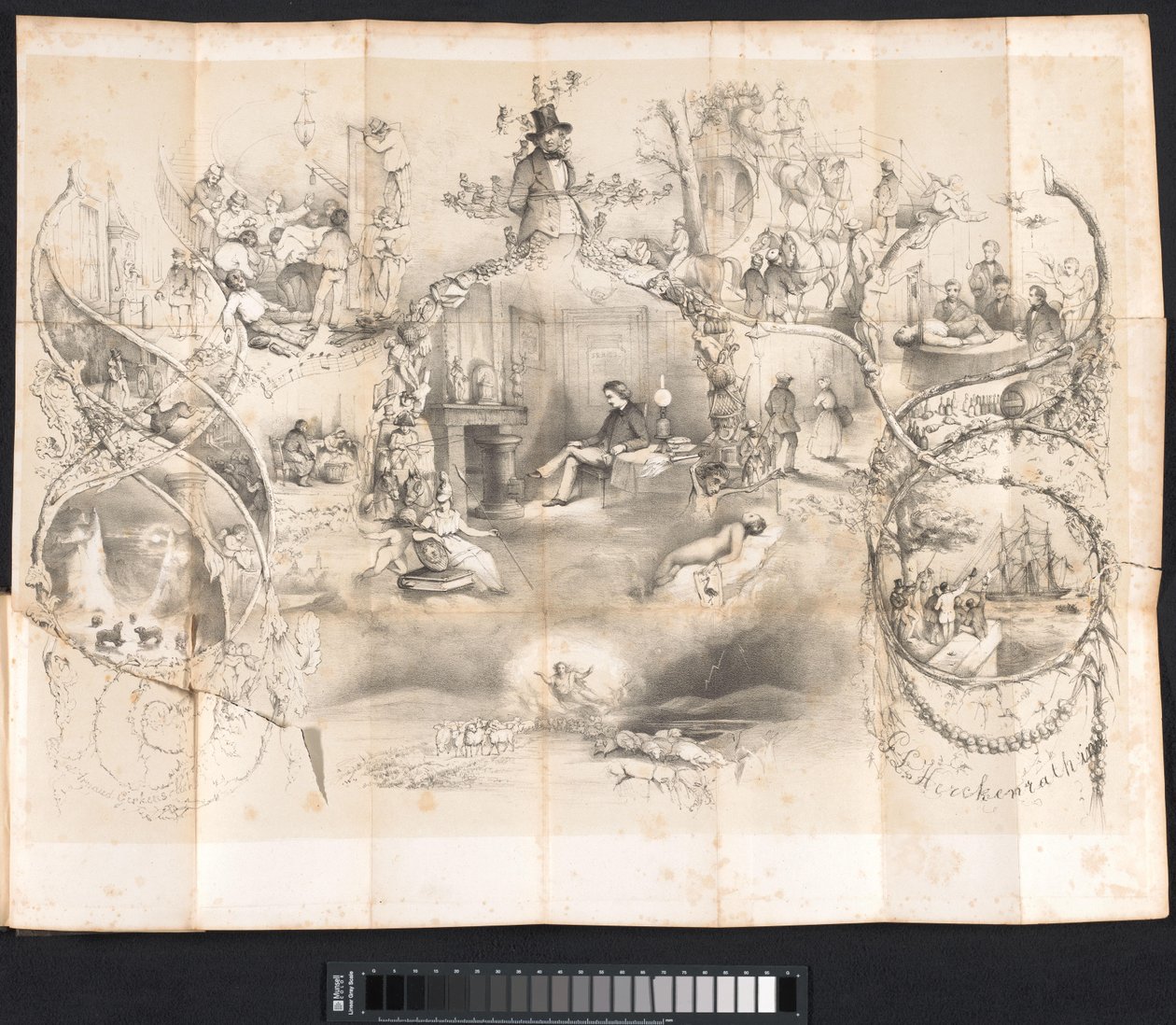 Leiden öğrenci almanağında karikatür, 1854 by Johannes Christiaan d