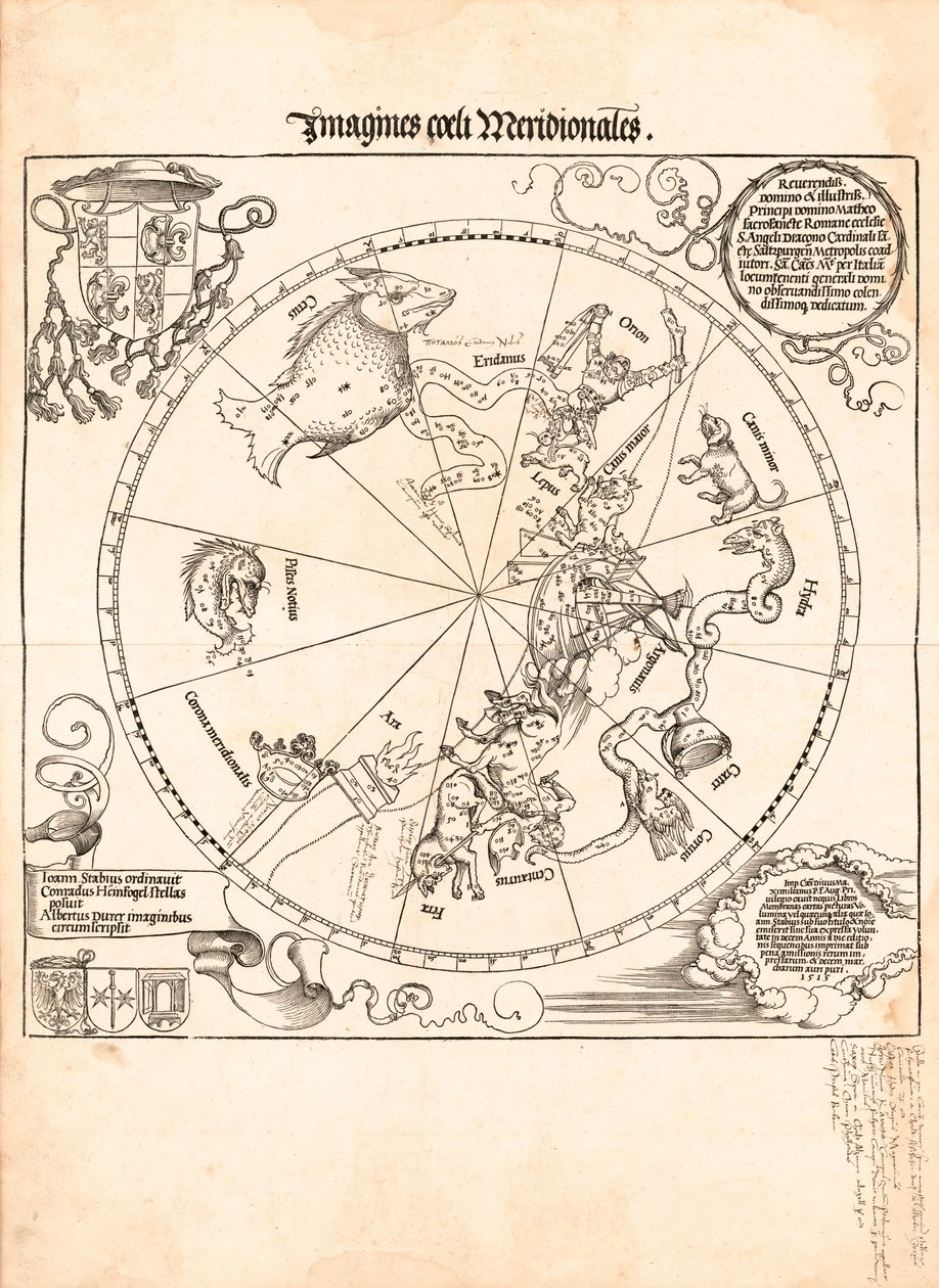 Güney gökyüzünün görüntüleri by Johannes; Dürer Stabius
