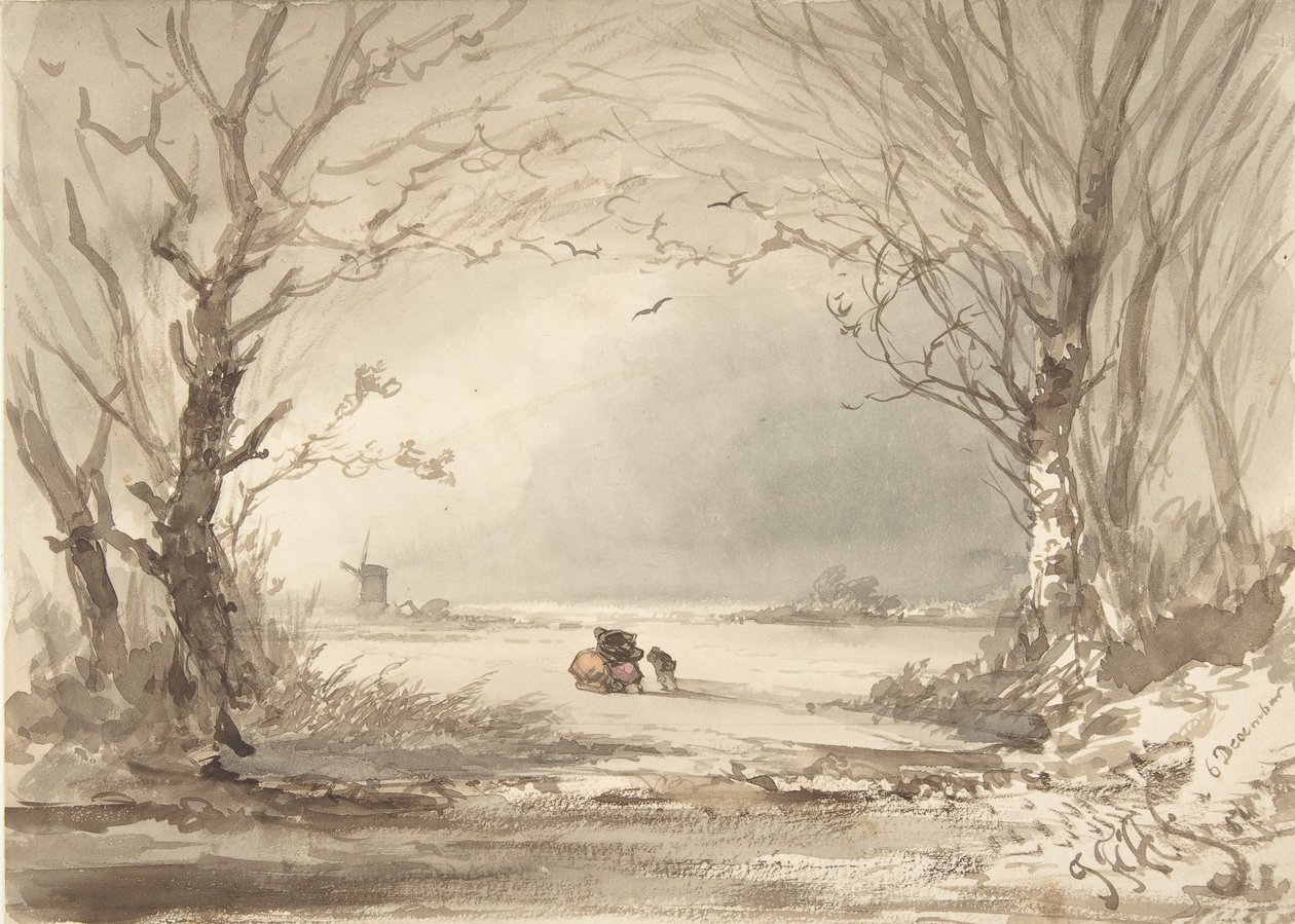 Bir Kış Manzarası, 1854. by Johannes Franciscus Hoppenbrouwers
