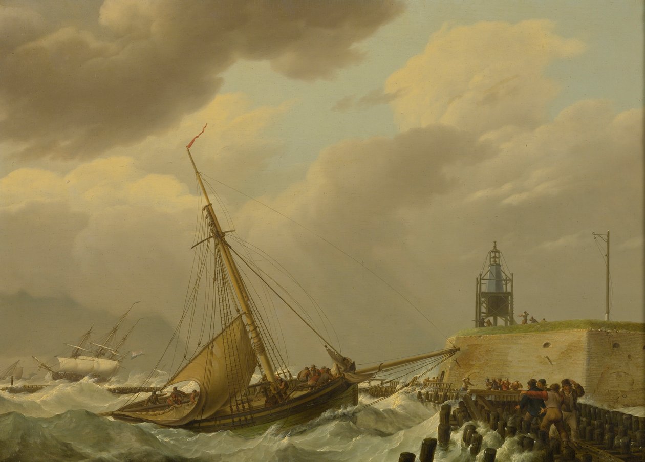 Fırtınalı denizlerde gemiler by Johannes Hermanus Koekkoek
