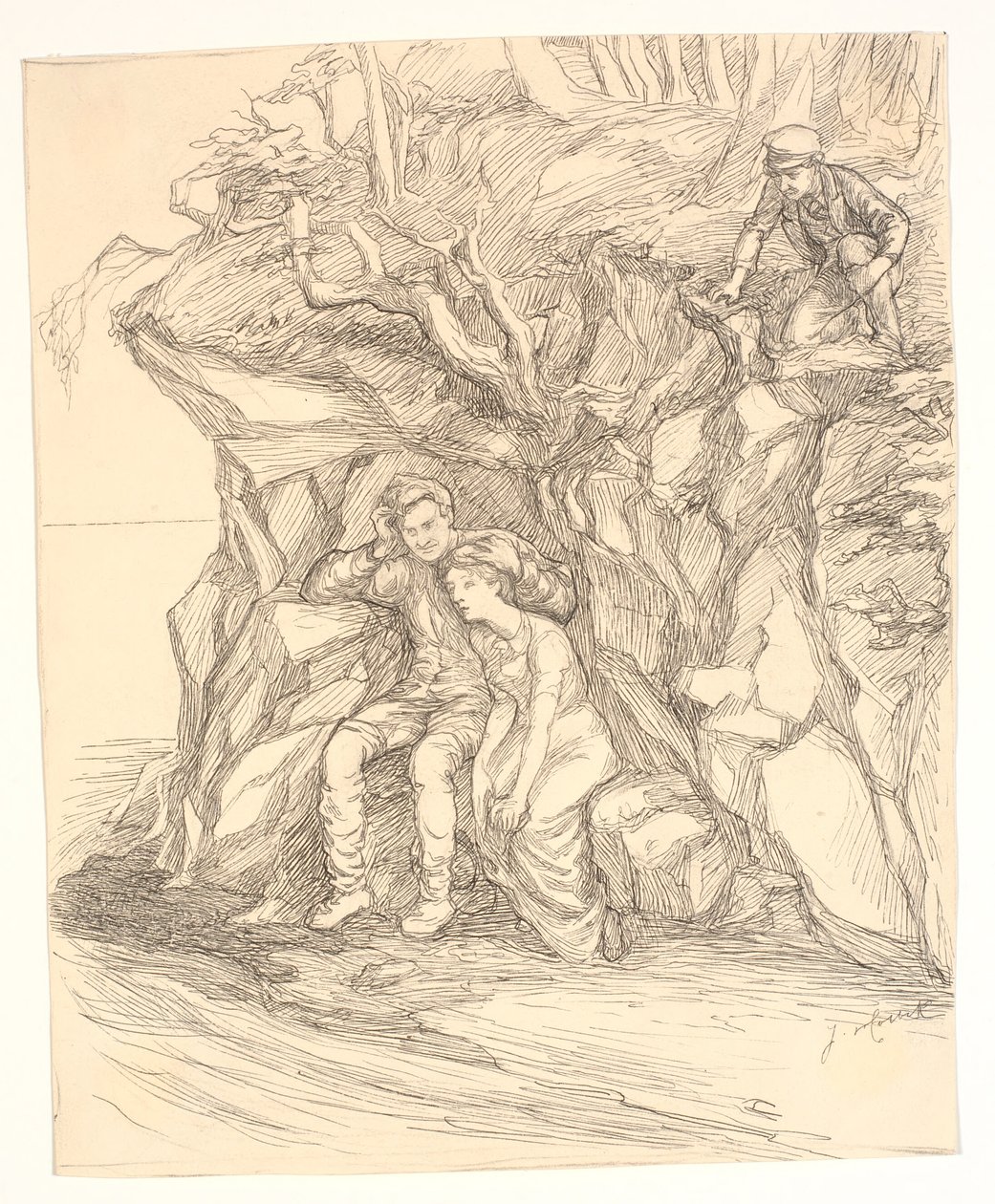 Alfred Tennyson "Enoch Arden" ile ilgili çizim by Johannes Holbek