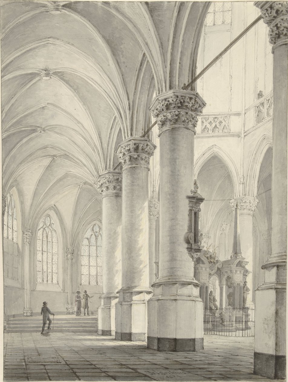 Delft'teki Yeni Kilisenin İçi by Johannes Jelgerhuis