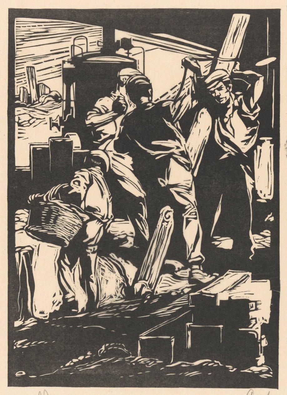 Dört bent işçisi by Johannes Josephus Aarts (signed by artist)