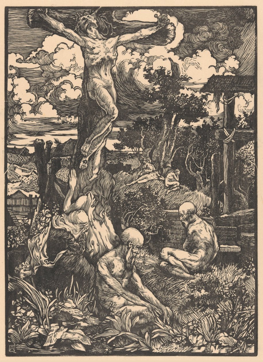 Tepelik manzara içinde çarmıha gerilmiş adam by Johannes Josephus Aarts