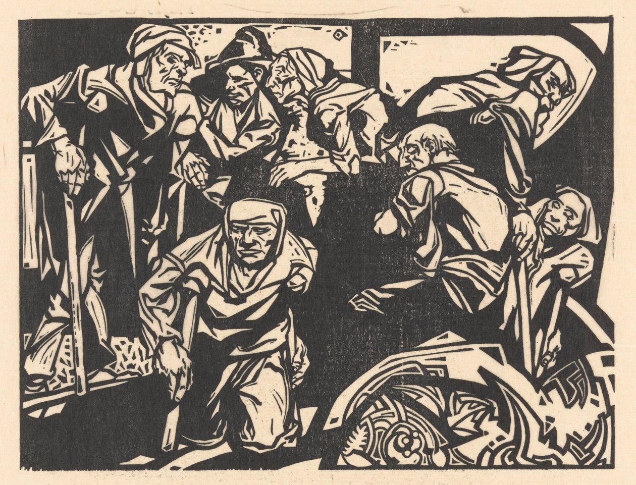 Koltuk değneği olan erkekler by Johannes Josephus Aarts