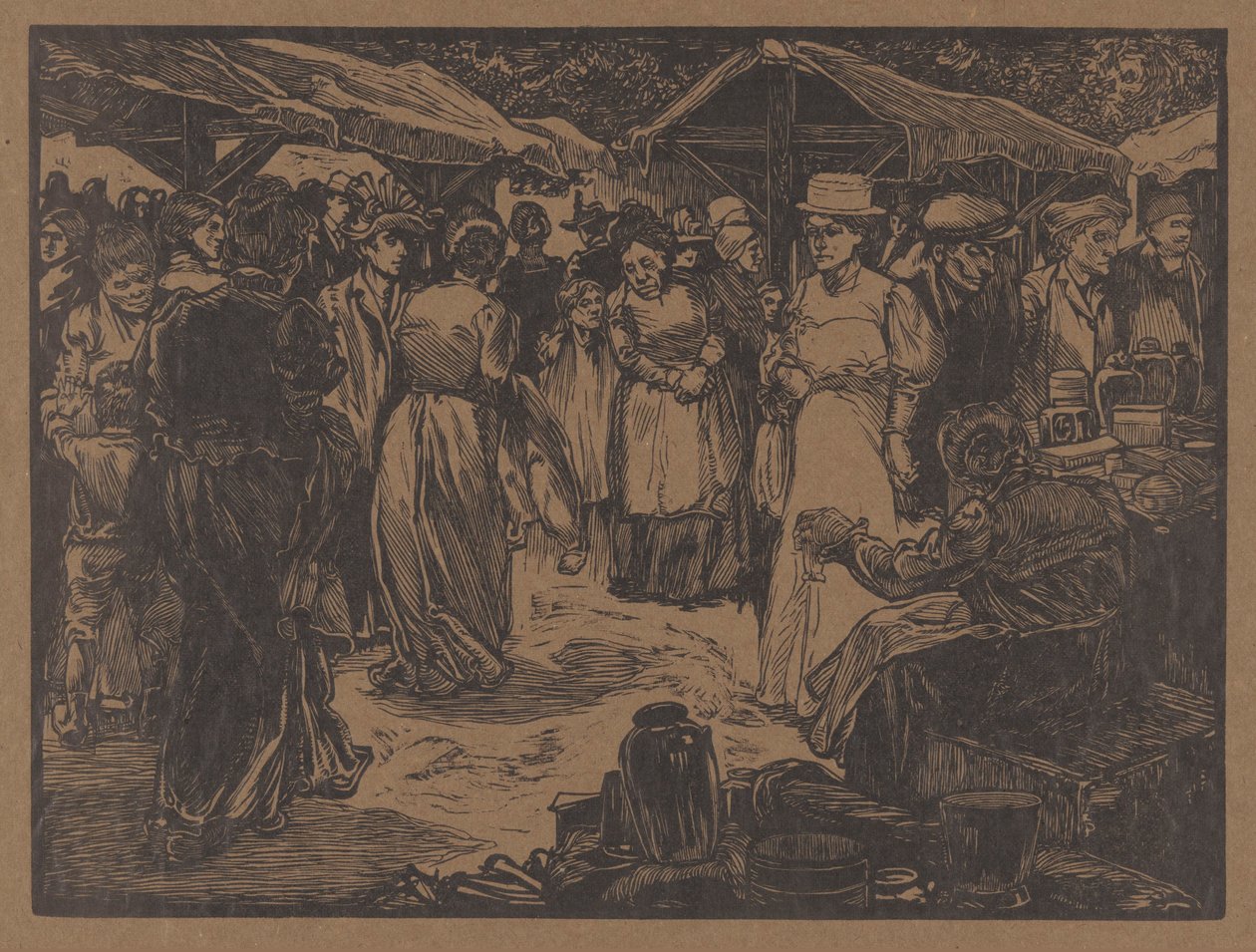 Erkekler ve kadınlar ile pazar sahnesi by Johannes Josephus Aarts