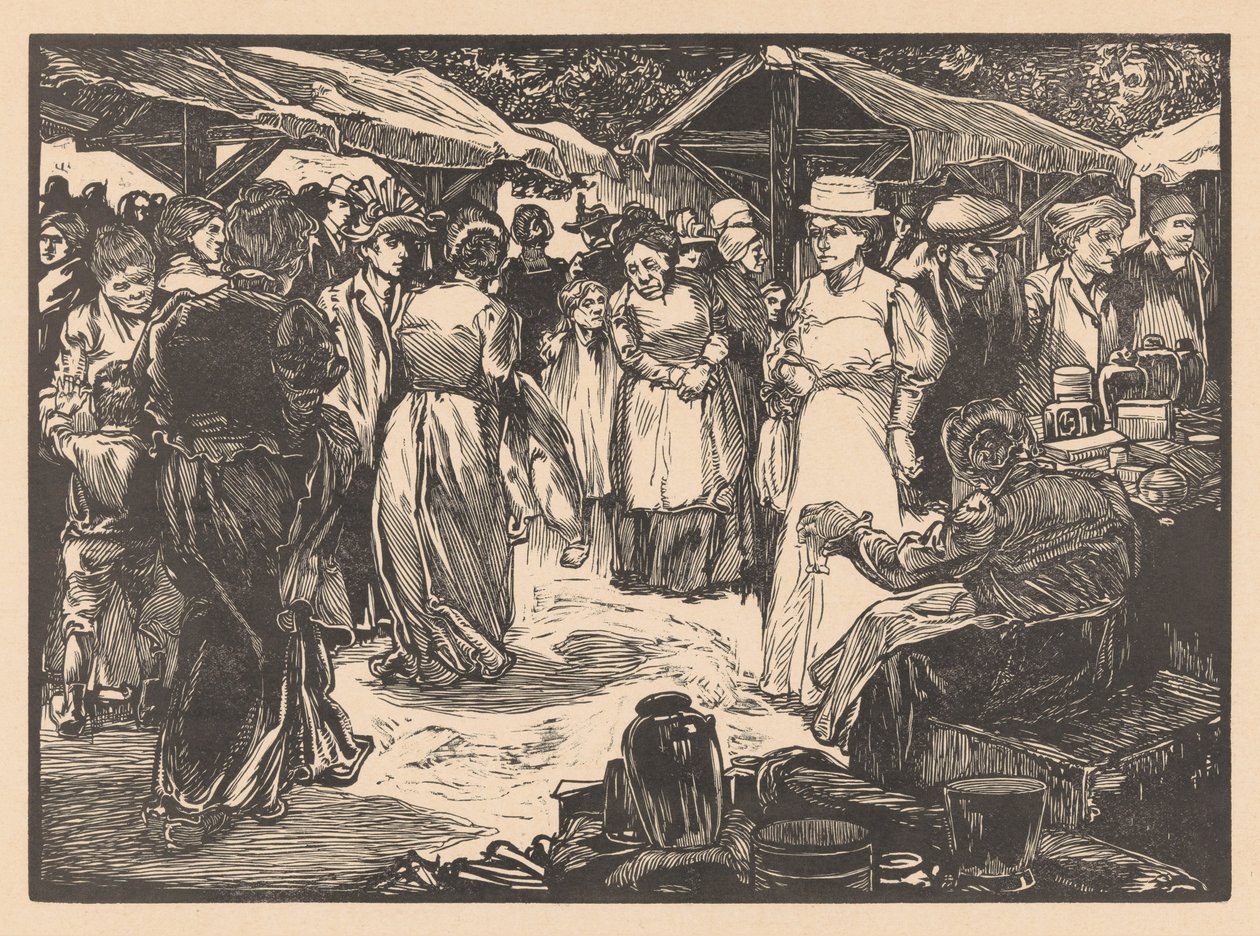 Erkekler ve kadınlar ile pazar sahnesi by Johannes Josephus Aarts