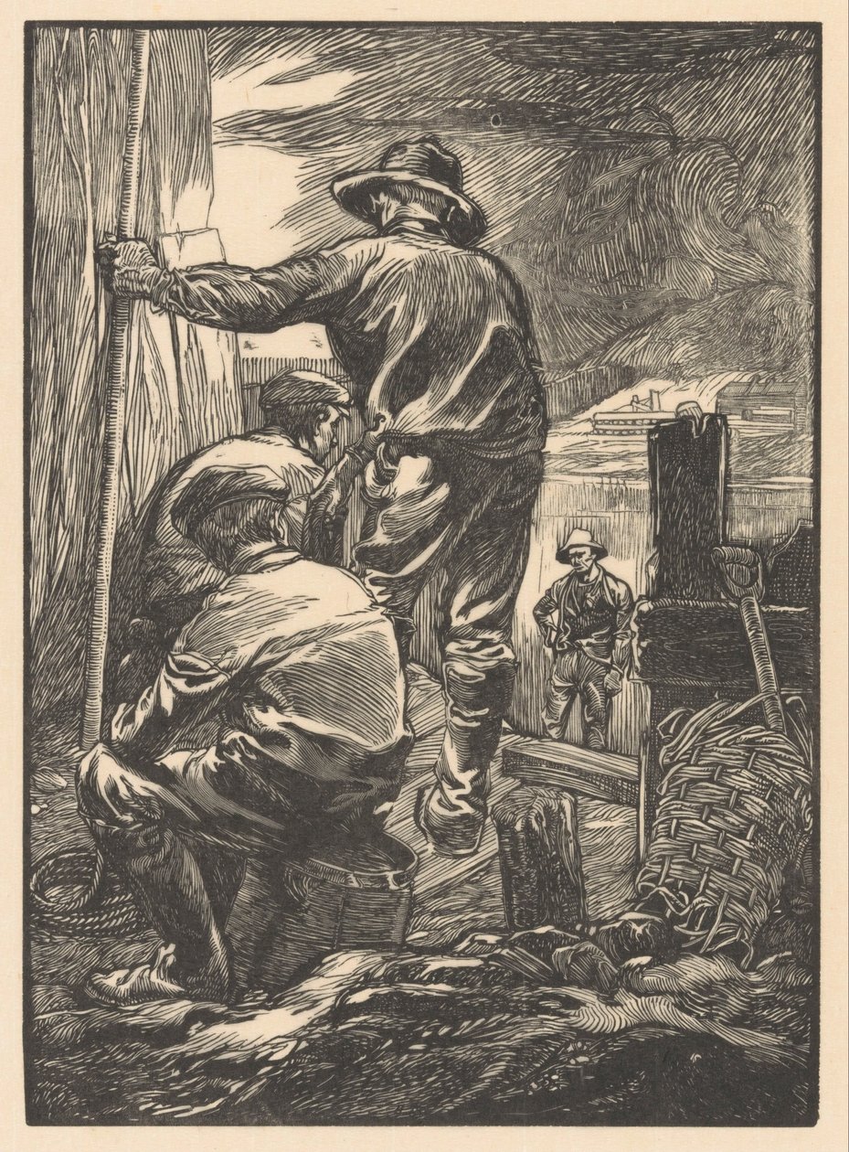 Su kenarında dört işçi by Johannes Josephus Aarts