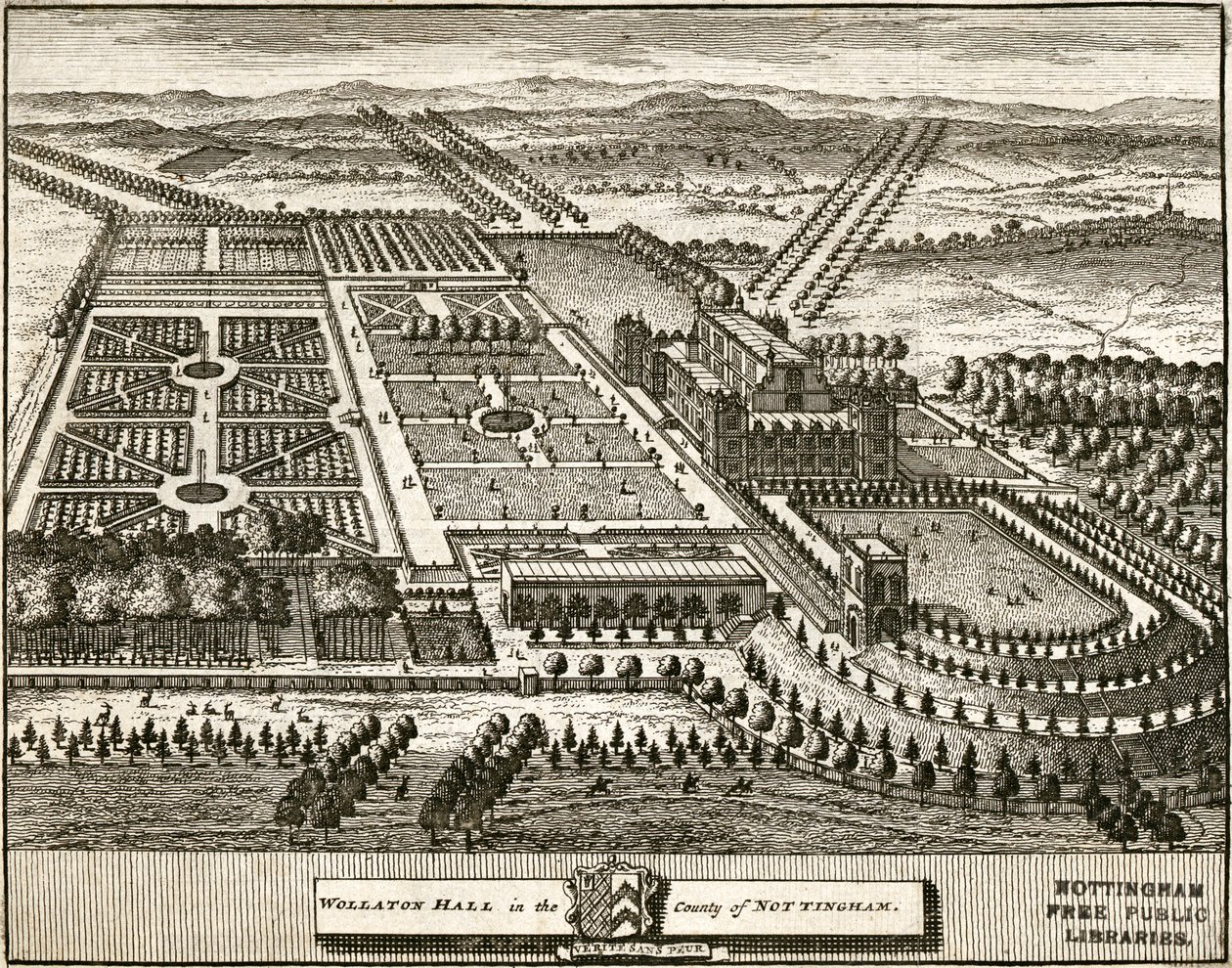 Wollaton Hall ve Park Nottingham, Nottinghamshire, c1707 by Johannes Kip
